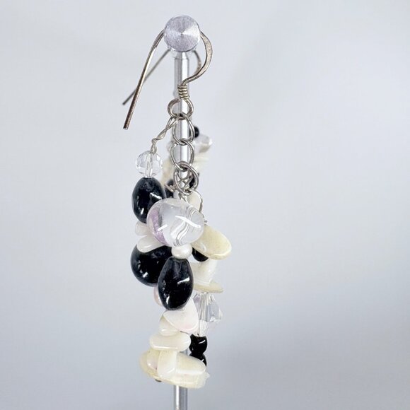 VTG Sterling Silver 925 Multi Gemstone Dangle Earrings Size 2.25" Length - Picture 2 of 8